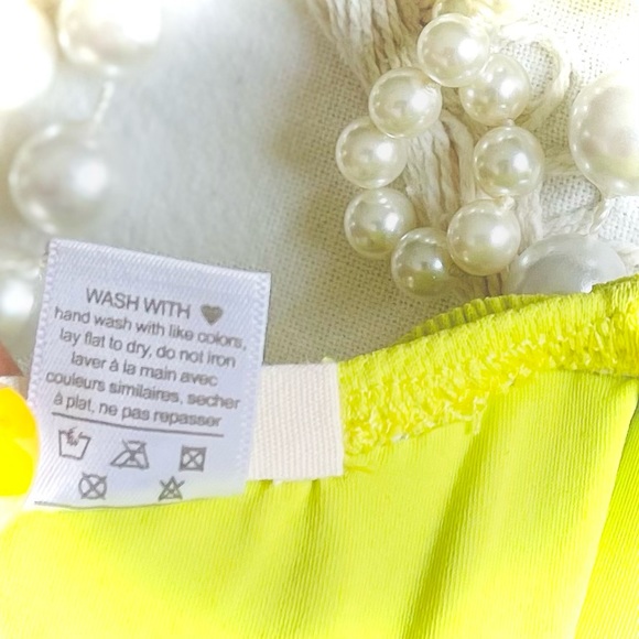 EBERJEY | M | Lola Pique Flutter Off Shoulder Bikini Top Electric Lime Green NWT - Picture 5 of 10